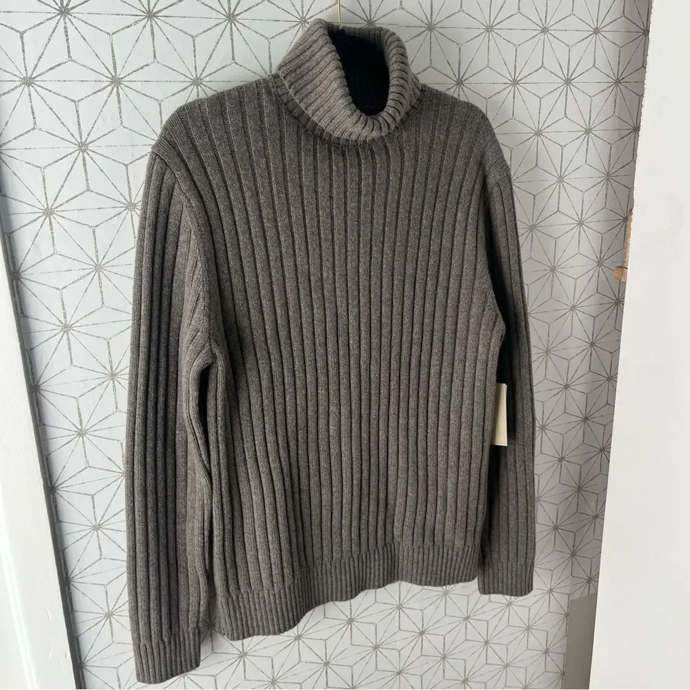 Banana Republic Heritage Collection Gray Wool Ribbed Turtleneck Sweater